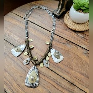 Tribal boho chic metal statement necklace